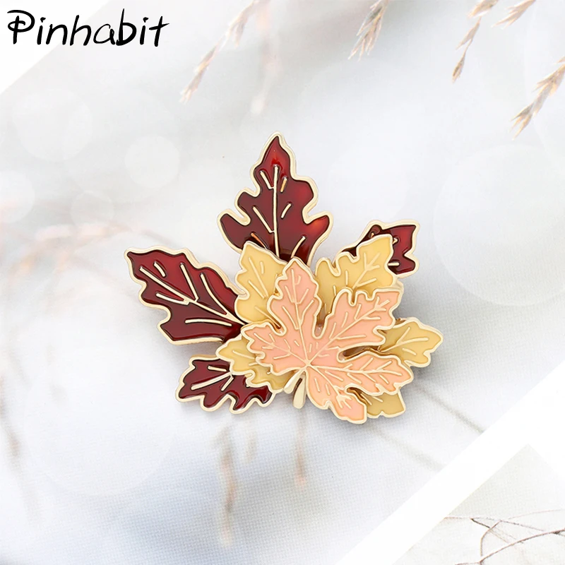

Maple Leaf Soft Enamel Pin Yellow Multi-layer Multi-color Custom Brooches Cartoon Plant Badge Jewelry Gift For Kids Friends