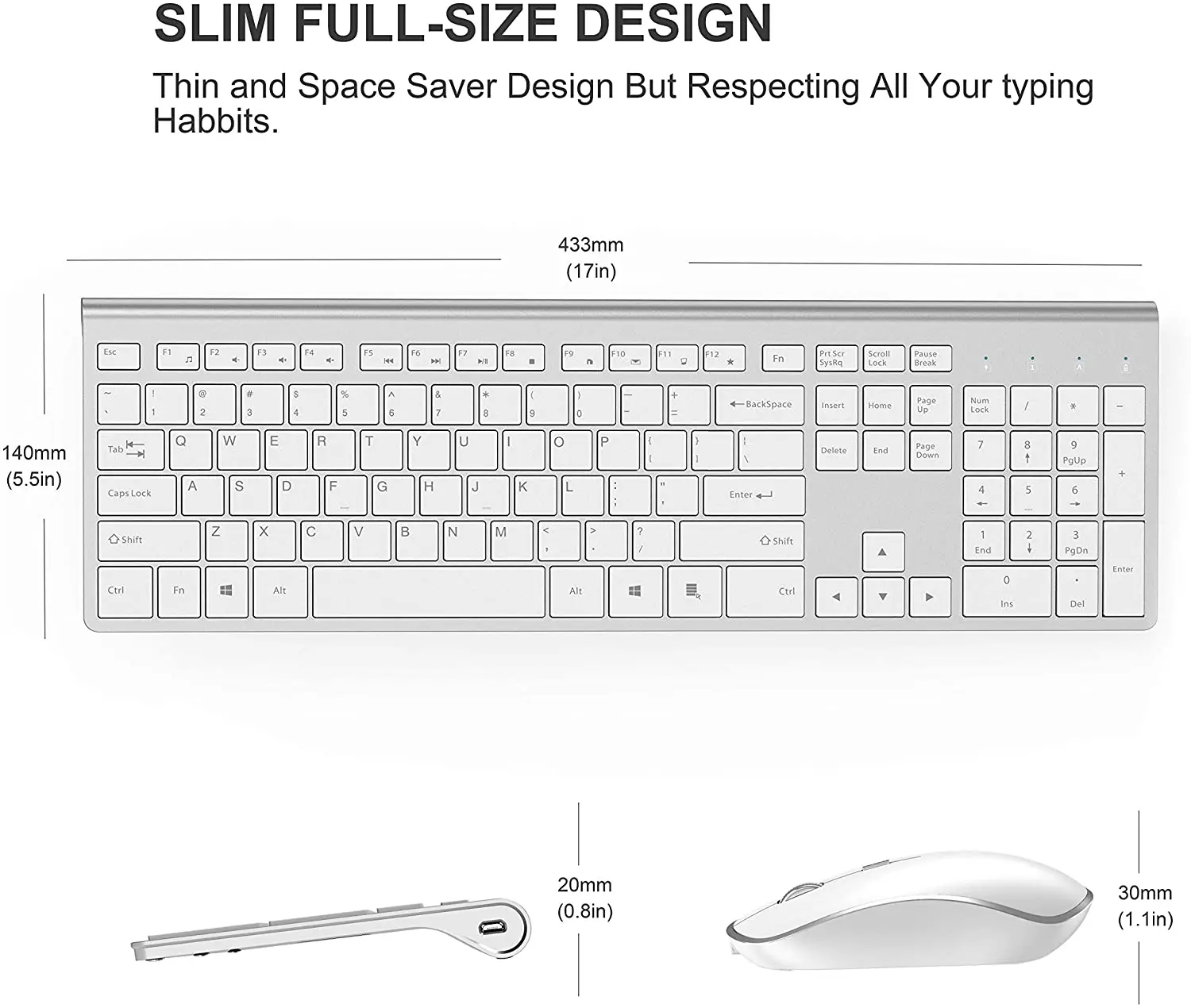 2 4g rechargeable wireless keyboard and mouse。ergonomic full size design。russianenglishgermanfrench。laptoppc windows