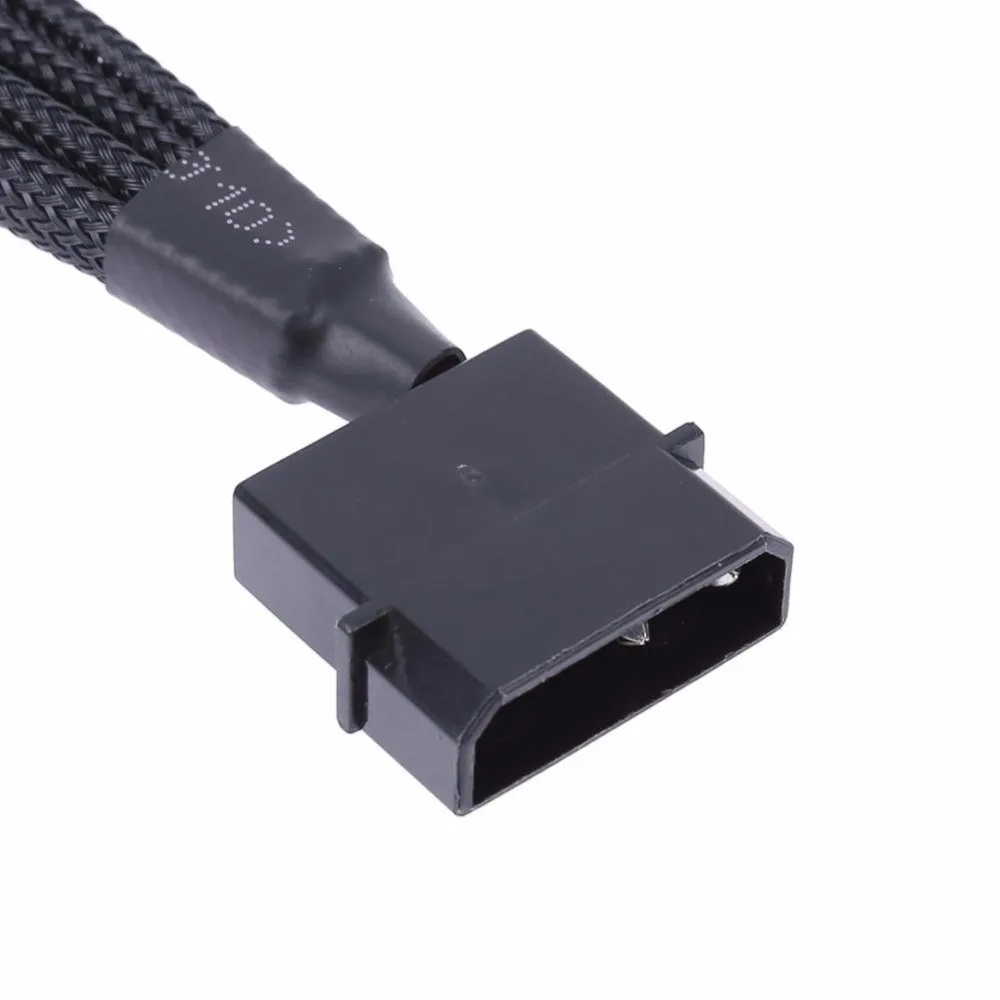 

Black Sleeved 4pin IDE Molex to 4-Port 3Pin 4Pin Cooler Cooling Fan Splitter Power Cable Environmental Connector Cable 27cm