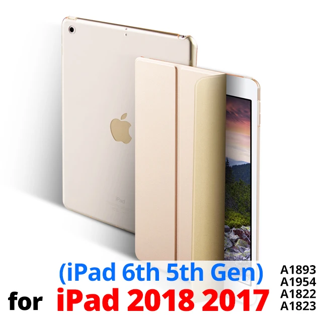 Gold-2018 2017 9.7 Чехол для iPad 9,7 6th 5th Generation чехол Тонкий Магнитный Флип-Стенд PU кожаный смарт-чехол для iPad Air 1 2 Funda Coque - Цвет: Gold-2018 2017 9.7