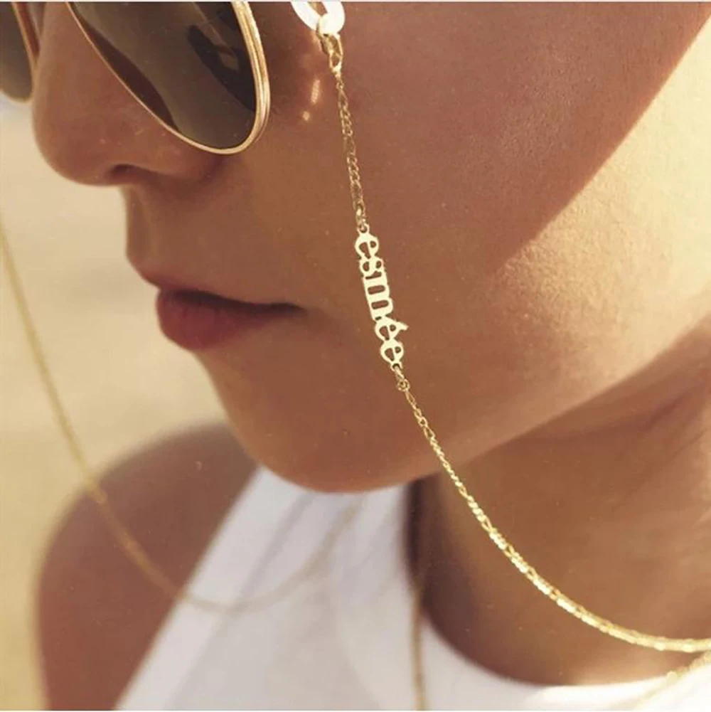 

Mini-world 2021 New Stainless Steel Custom Name Glasses Chain High Quality Bohemian Sunglasses Chain Jewelry Anti-Skid Lanyard