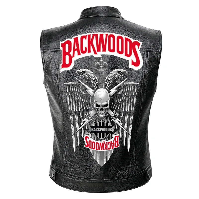 Backwoods мотоциклетная кожаная куртка-жилет мужские весенние жакеты черный Motorrad