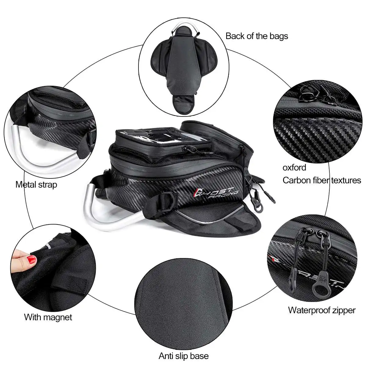 

New Motorcycle Oil Fuel Tank Bag Magnetic Saddle Bag With Magnet GPS Phone Window Waterproof Saddlebag Shoulder Bag 800D Nylon