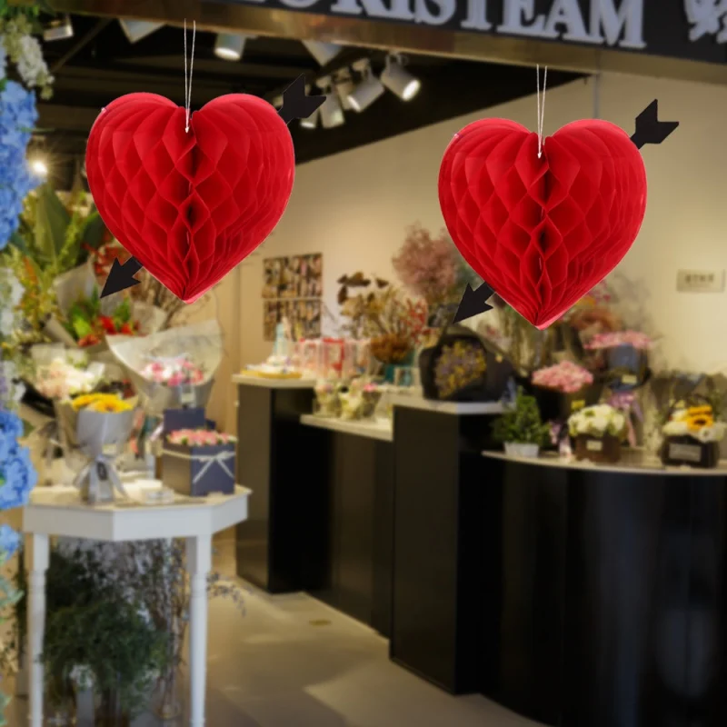 Шарик в форме сердца с Сотами украшения на День святого Валентина бумажные сотовые шарики фонари подвесное