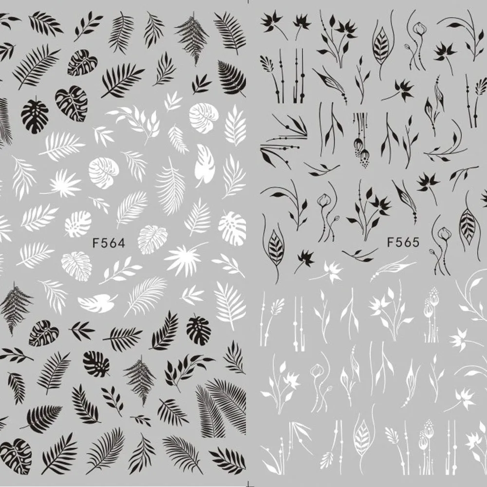 Самоклеющиеся наклейки для ногтей в стиле ретро с листьями джунглей 8 х10 см 10