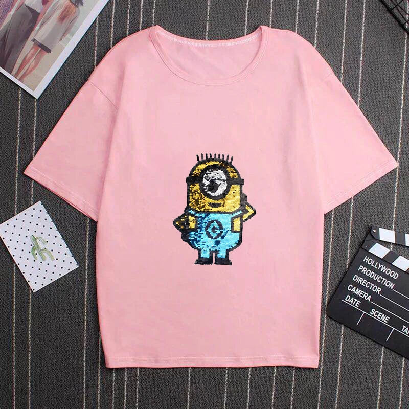 Мультяшные Миньоны Флип-блестки патч вышивка ткань наклейка вышитые блестки