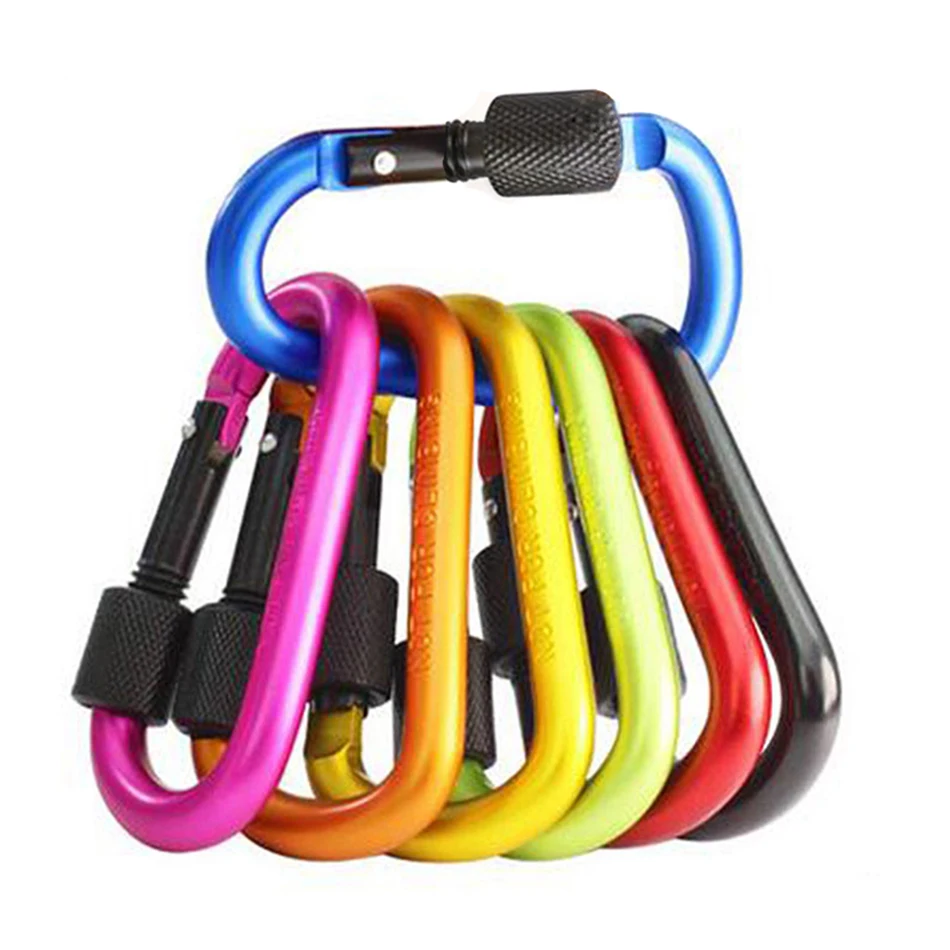 

5Pcs Mountaineering Hook Caving Rock Climbing Carabiner D Shaped Safety Master Screw Lock Buckle Camping Equipement for Keys
