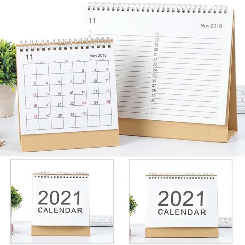 

2021 Simple Desktop Calendar English Coil Daily Monthly Planner Schedule Yearly Agenda Organizer Home Office