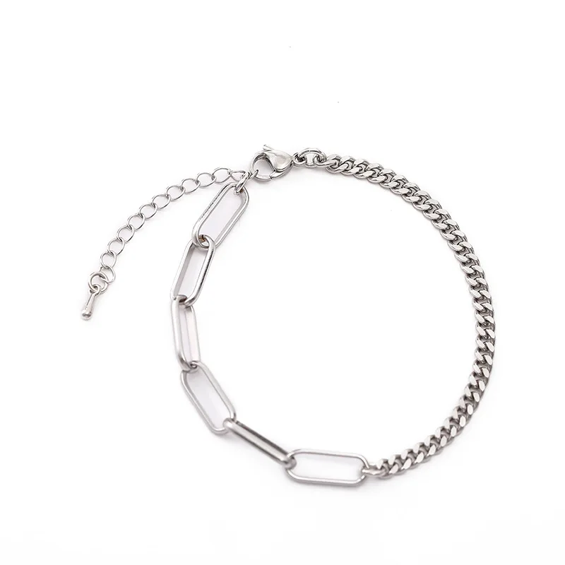 

European and American Hot-Selling Personality Ins Tide Men and Women Necklace Fashion Metal Chain Cuban Clavicle Chain Bracelet