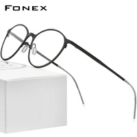 fonex pure titanium eye glasses frames for women retro round prescription eyeglasses men 2020 new vintage optical eyewear 8525