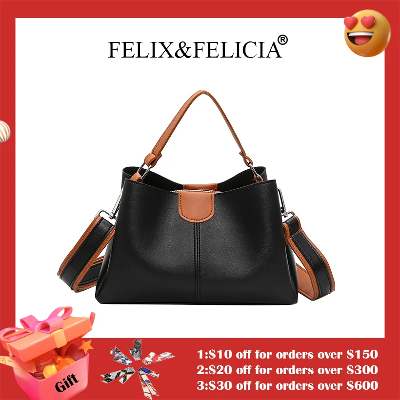 

Сумка на плечо FELIX & FELICIA Женская, простая дизайнерская сумочка из искусственной кожи, винтажный мессенджер через плечо с ручками