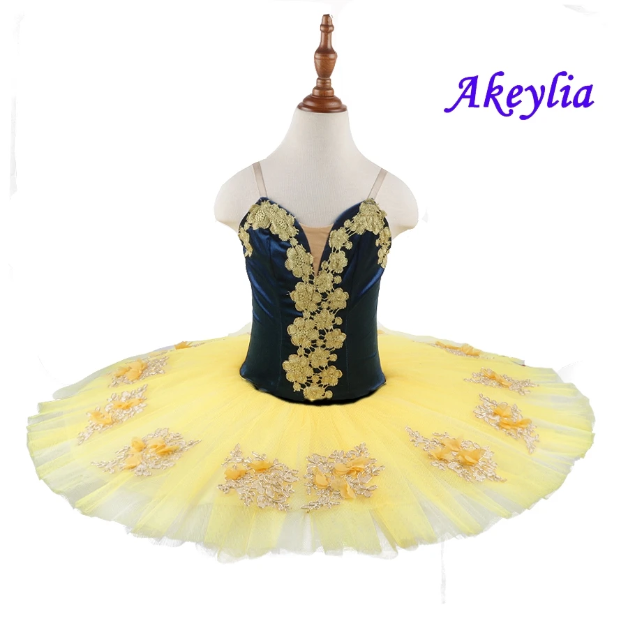 Child Blue yellow Ballet Tutu performance flower fairy Pancake Tutu for Adult practice Ballet Dance Costumes for Girls BLST20004