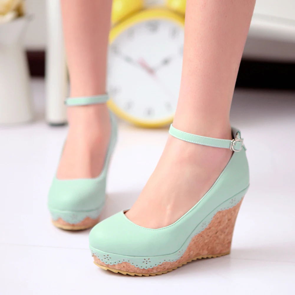 

DORATASIA Brand New Ladies Ankle Strap Wedges High Heels Pumps Party Ol Pumps Women Fashion Platform Spring Autumn Shoes Woman