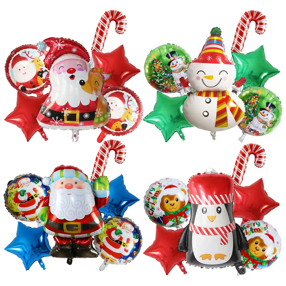 

6pcs Christmas Foil Balloons Santa Claus Ballon Snowman Globos Xmas Deer Penguin Balloon Christmas Decorations for Home New Year