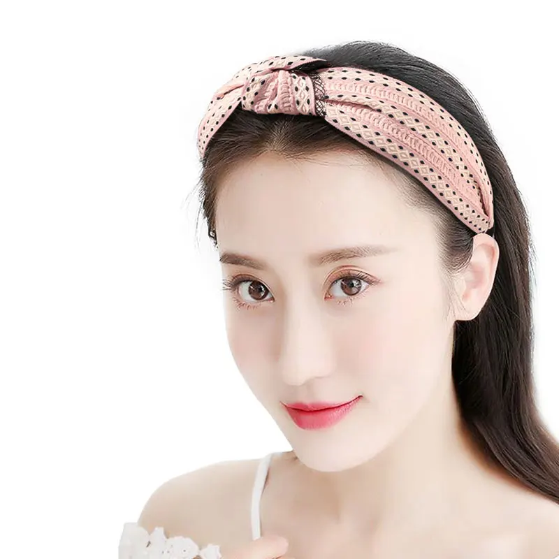 Кружевная повязка на голову с узелком винтажная принтом Женская широкая