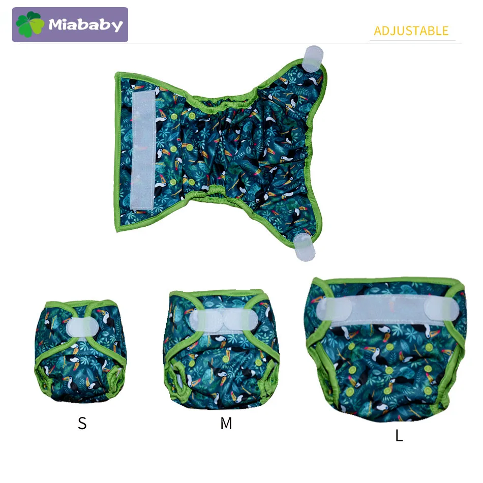 Miababy 1pc One size Baby cloth diaper cover Washable nappies waterproof and breathable cloth diapers  fit3-15kg baby