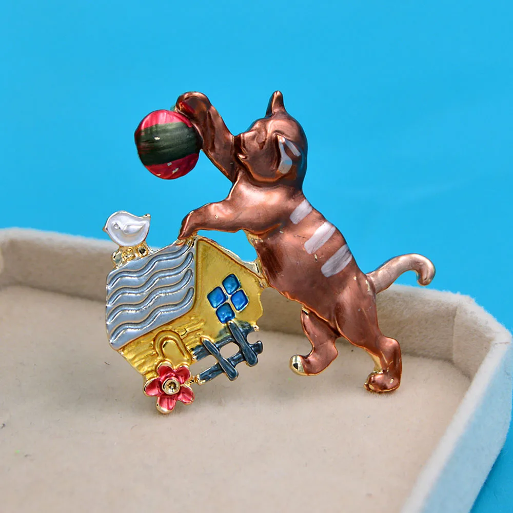 Женская эмалированная брошь CINDY XIANG в виде мяча кошки Милого Животного с кошечкой