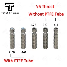 3D часть V5 Нержавеющая сталь горло с PTFE 1,75/3/4,1 мм нить подключения печатающей головки нити 3D-принтеры часть все металлические для фторопластовая трубка часть