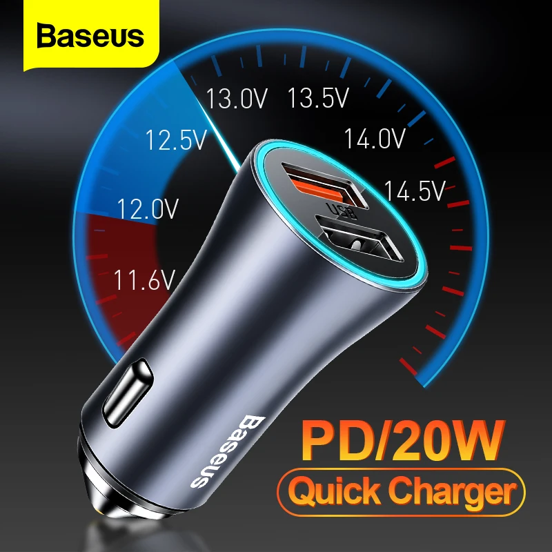 Baseus 40W Car Charger USB to Type C For Apple Iphone PD 20W Fast Charging Auto Charging USB Car Charger Accessories for Huawei