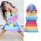 От 1 до 7 лет милое летнее платье для девочек детская одежда платье с радугой для маленьких платья без рукавов для детей, платье с воланом внизу покроя одежда с узорами летнее платье на каждый день для девочек