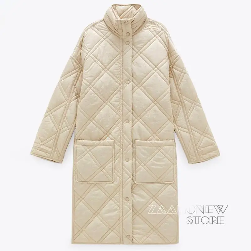 

ZAAHONEW New Autumn Winter Women Warm Loose Long Parkas Coat Casual Pockets Plaid Jacket Overcoats Female Hooded Outwear
