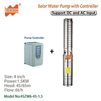dc ac dual use 2hp deep well solar water pump with frequency inverter flow 6th head 45m for house use agricultural irrigation