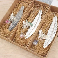 korean stationery exquisite pure copper metal butterfly leaf feather bookmark teacher supplies book marker customer