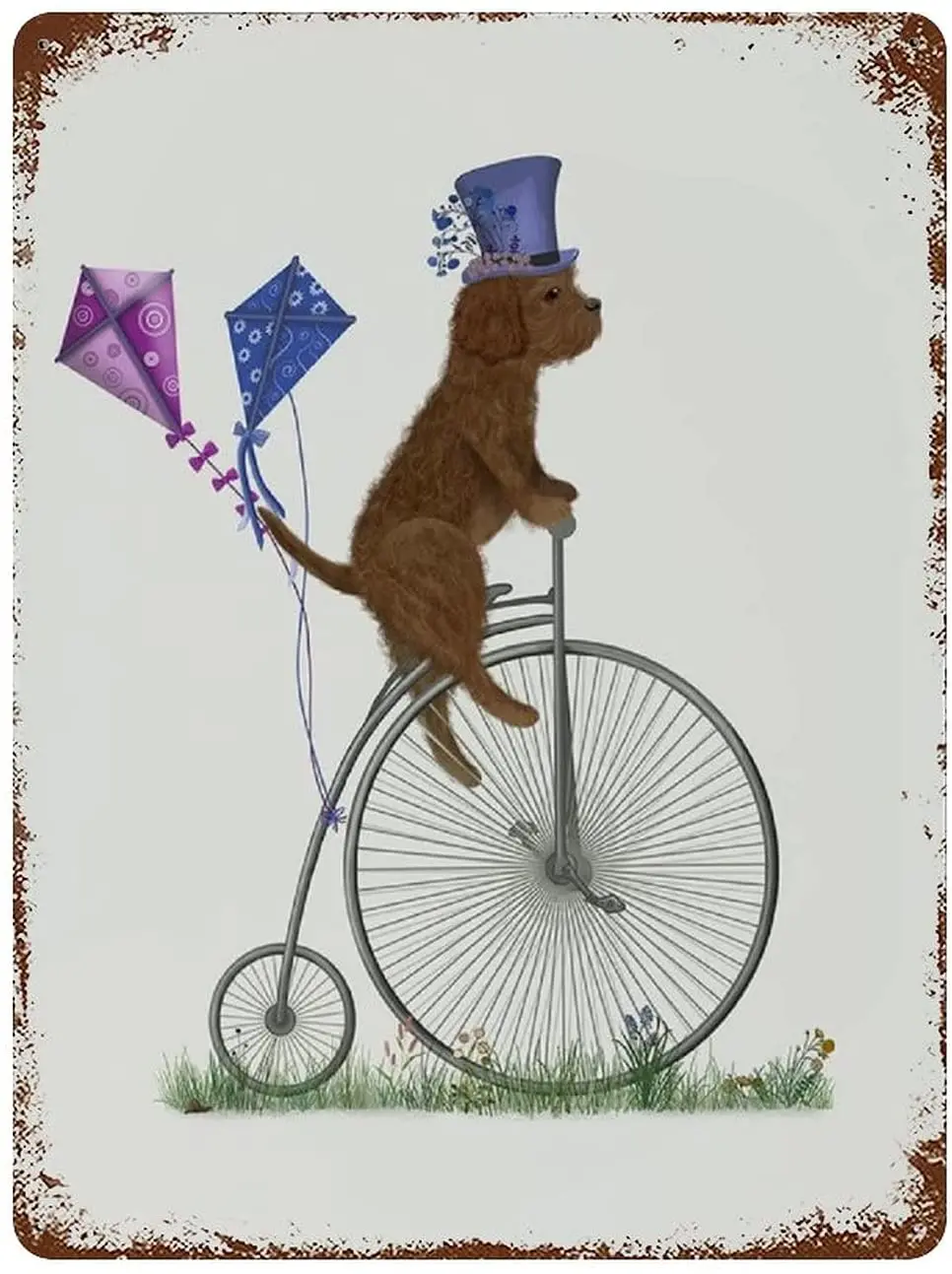 

Graman Dog on Bike Kite Flying Retro Tin Sign Metal Tin Sign Wall Decor for Home Cafes Pubs Club Man Cave Sign Gift Plaque Metal