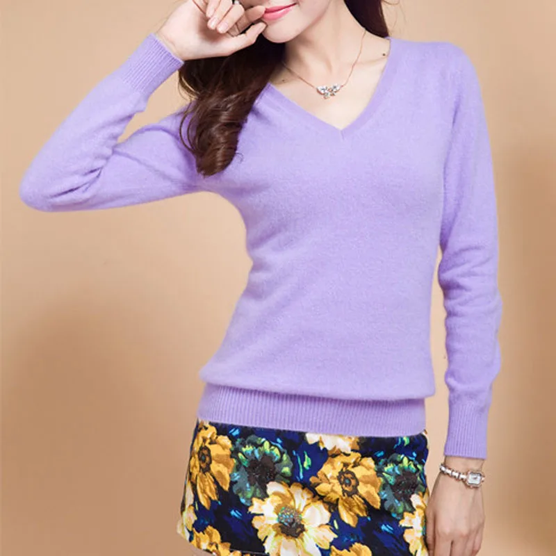 Plus Size S-3XL Autumn Winter Sweaters Women V Neck Long Sleeve Slim Sweater Womens Knitted Pullovers Casual Shirt Top