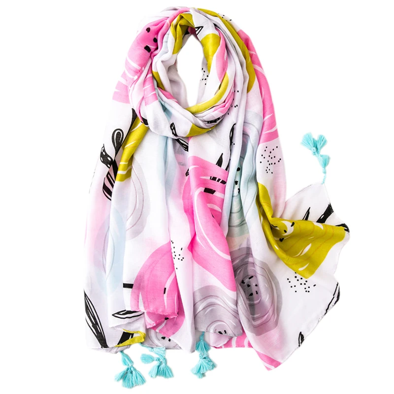 2019 Модный женский шарф-парео с героями мультфильмов шаль для леди тропическая