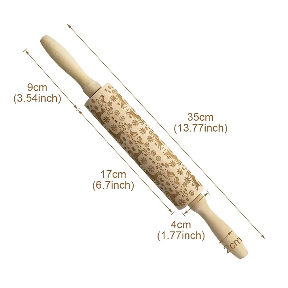 

Merry Christmas Elk Wooden Print Rolling Pin Christmas Decorations for Home 2020 Dessert Tools New Year 2021