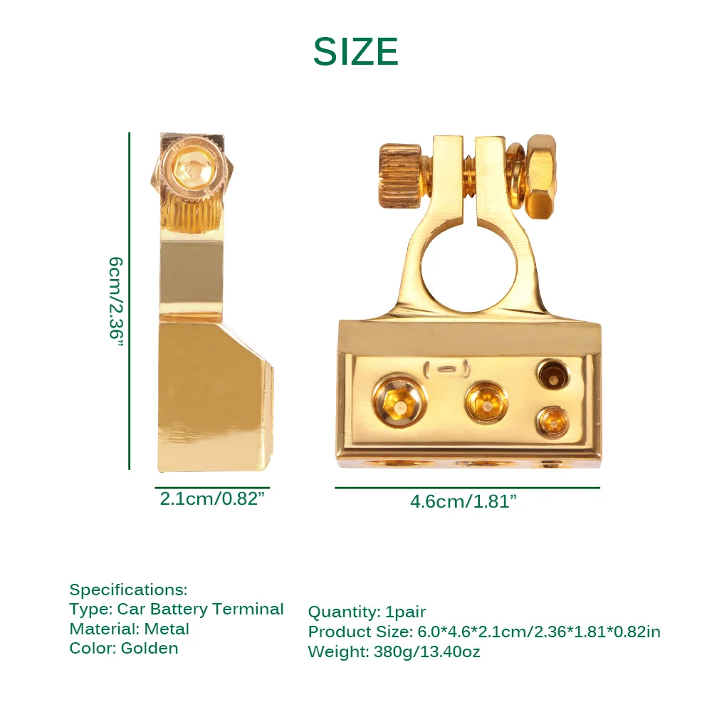 2 шт. позолоченные клеммы для автомобильных аккумуляторов|Аккумуляторы авто| |