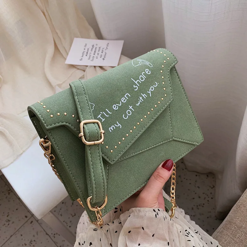 Женская сумка через плечо из нубука замши с буквенным принтом дизайнерская на