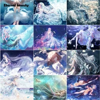 diamond painting anime lonely girl picture book diamond mosaic mermaid in the deep sea full square diamond embroidery home decor