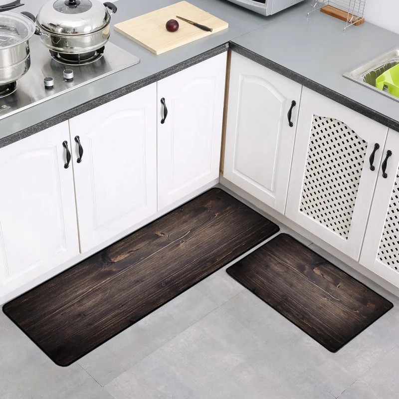 

Lmitation Wood Grain Kitchen Mat Modern Home Decoration 3D Printed Floor Mats Bedroom Doormat Bathroom Door Anti-Slip Floormats