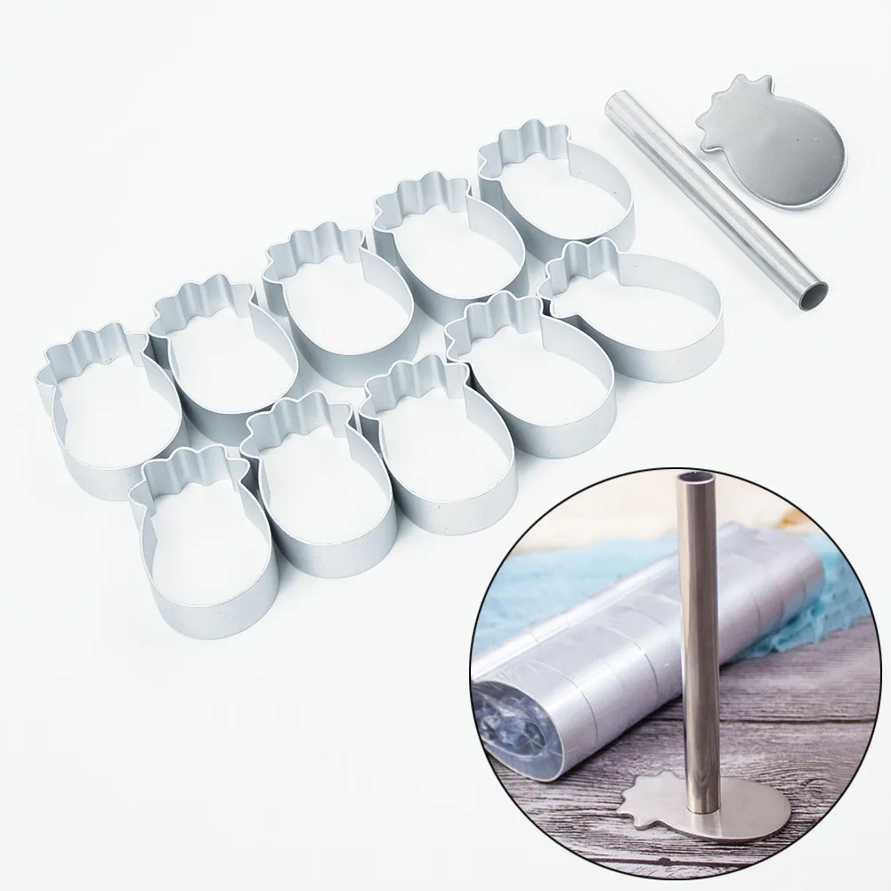 

10pcs Pineapple Shape Pie Cake Mold With Press Stamp Cookie Biscuit Cutter Bread Mould Cutting Tools Kitchen Baking Accessories