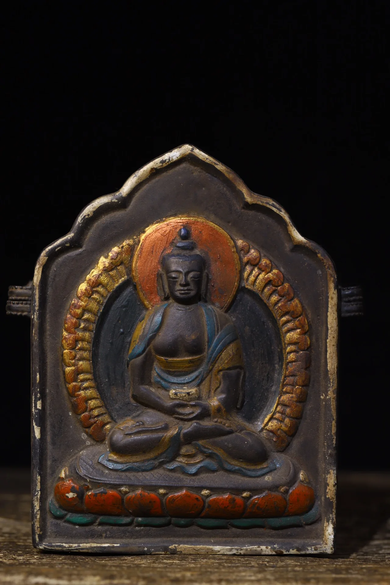 

Home Decor 5" Tibet Buddhism Old Bronze Engraved Tracing Medicine Buddha Buddha Statue Gawu box Shakyamuni Buddha Gawu Box