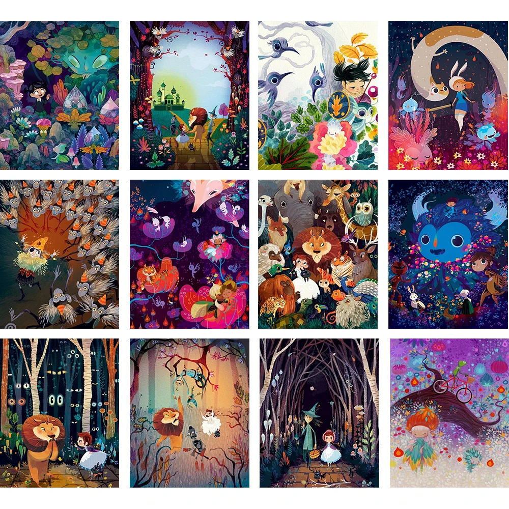 

Wonderful world of animation DIY Painting by numbers Animation Scene Atlas Coloring Decoration Canvas Wall Crafts Gift