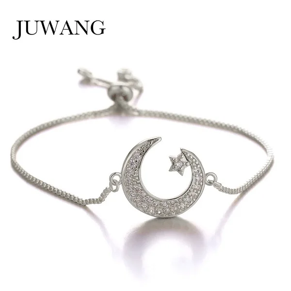 JUWANG Allah мусульманские браслеты для женщин Eid al-Fitr Ramadan Kareem Mubarak Moon в форме звезды регулируемые цепочки браслет подарок