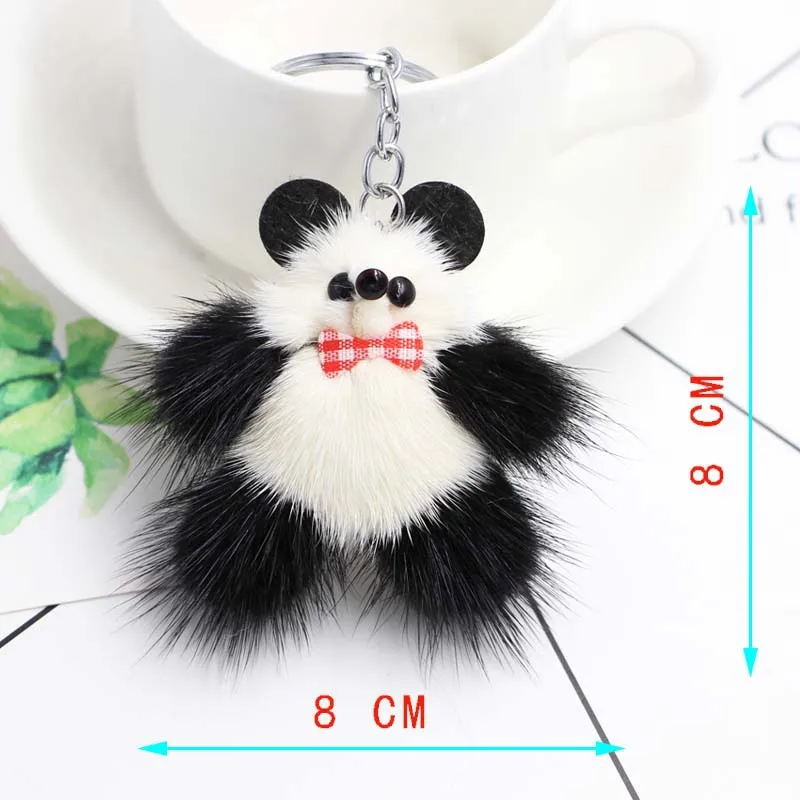 Новинка модный брелок с милой пандой мягкие брелки шариком из натурального меха