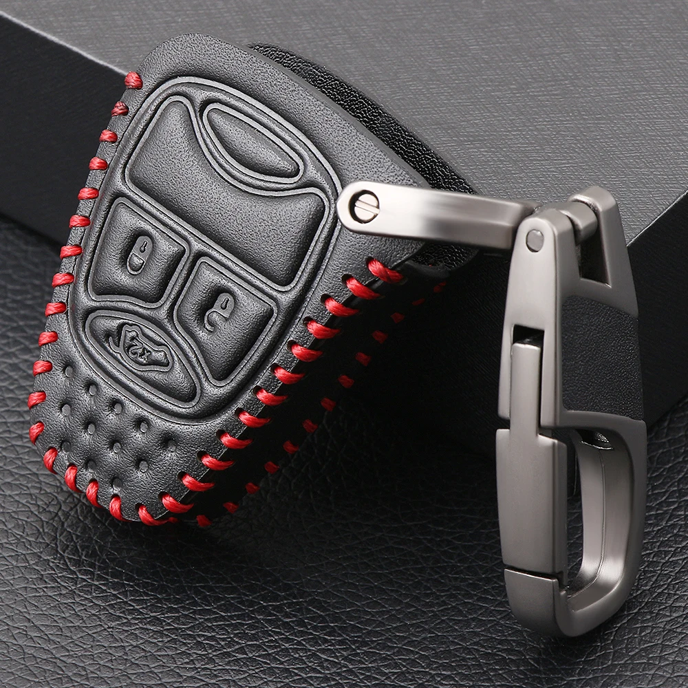 Leather Car Key Case For Jeep Commander Grand Cherokee Chrysler 300 Aspen Dodge Charger Durango 3/4 Buttons Remote Fob Cover Bag |
