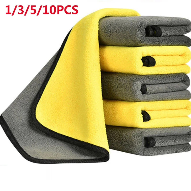 

Microfiber Cleaning Towel 3/5/10pcs Micro Fiber Wash Towels for Car Double Layer Extra Soft Cleaning Drying Cloth Car Wash Rags