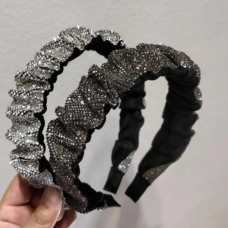 

Luxurious Rhinestone Headbands Women Pleated Fashion Hair Bands Bezel Hair Hoop Girls Hairbands Hair Accessories