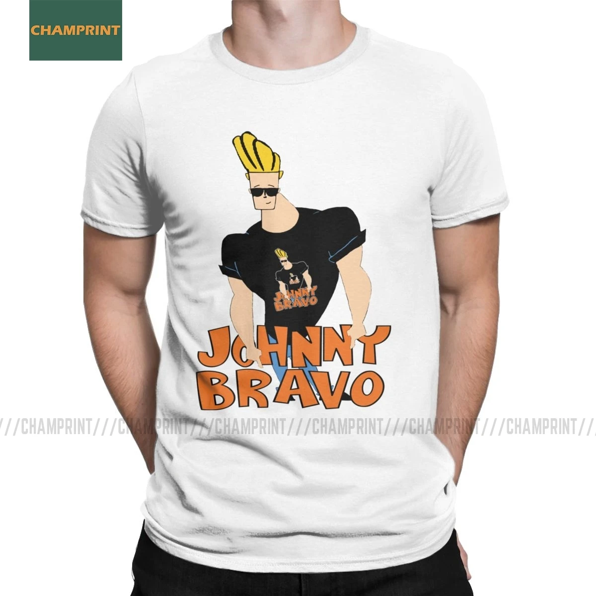 

Johnny Bravo T Shirt Men Cotton Crazy T-Shirts O Neck Pretty 90s Cartoons Pop Glasses Cartoon Tee Shirt Short Sleeve Tops