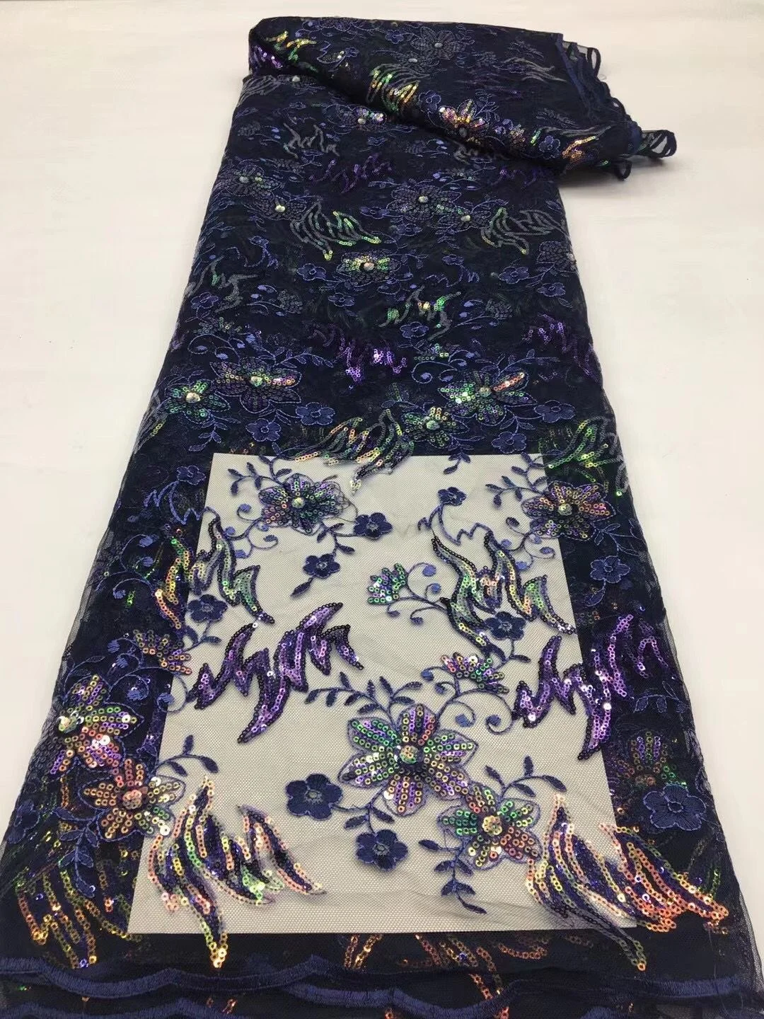 

Синяя африканская кружевная ткань 2021, Высококачественная нигерийская Кружевная Ткань 5 ярдов, французское кружево с блестками для свадебно...