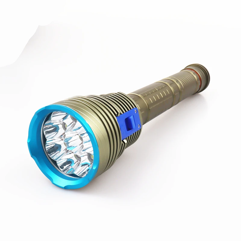 Barato Linterna De Buceo LED De 7000lm, Potente Linterna De Buceo Profesional De 9 X XM-L2, Antorcha Subacuática 18650 26650, Cargador USB