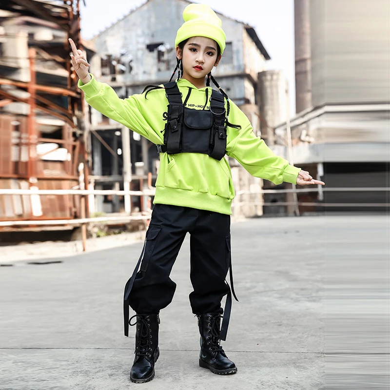 Children Hip Hop Dance Costume Kids Street Clothing Boy's Wear Stage Dancing Drum Performance Cool Black Hiphop Pant 1401 |