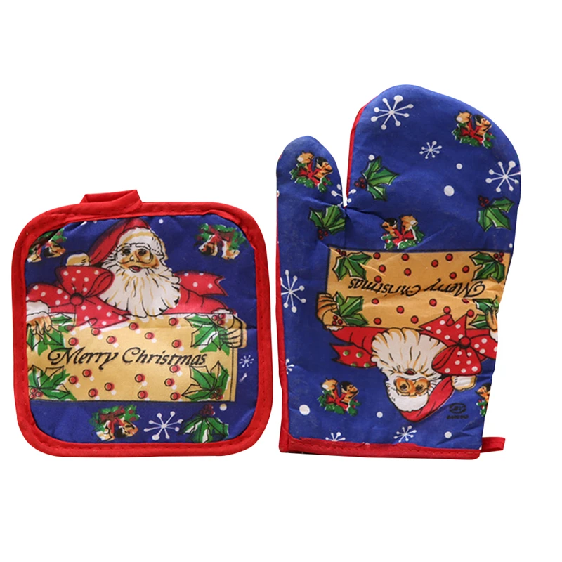 Новогоднее украшение 1 Набор рождественских анти горячие перчатки Микроволновая
