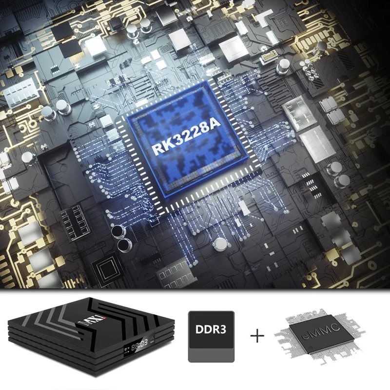 

MX1 2.4G + 5GWiFi 4K HD TV BOX RK3228A 2 + 16G Network Player Android 9.0 Network Set-Top Box (EU Plug)