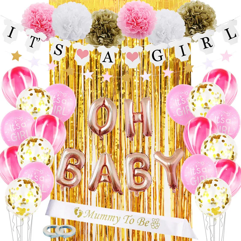 Фольгированный воздушный шар для будущей матери с конфетти синего и розового